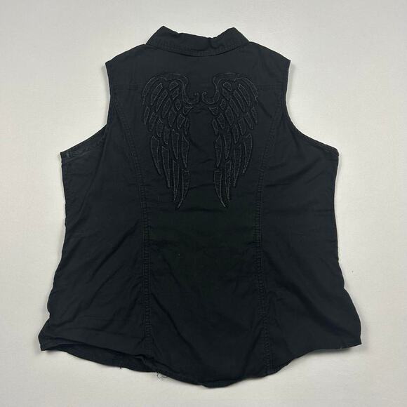 Y2K Harley Davidson Sleeveless Button Up - Picture 3 of 7